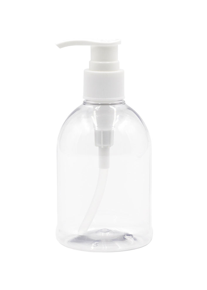 Pack con 8 dosificadores 250 ml. Botella campanita transparente con dispensador blanco. Envases para gel antibacterial, jabón, crema