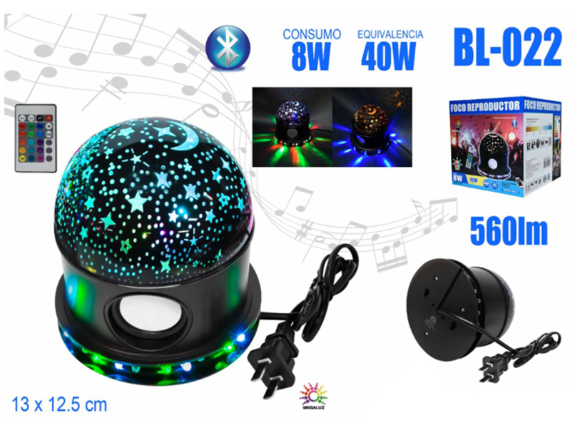 Bocina Bluetooth Inteligente Con Control Proyector Rgb Luces De Colores 