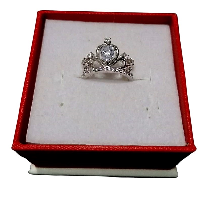 Anillo Corona El Mexico QSF en Chapa de Rodio Ajustable SWAROVSKI ELEMENTS INCLUYE DE REGALO ARETES DIAMOND Y CAJA PARA REGALO
