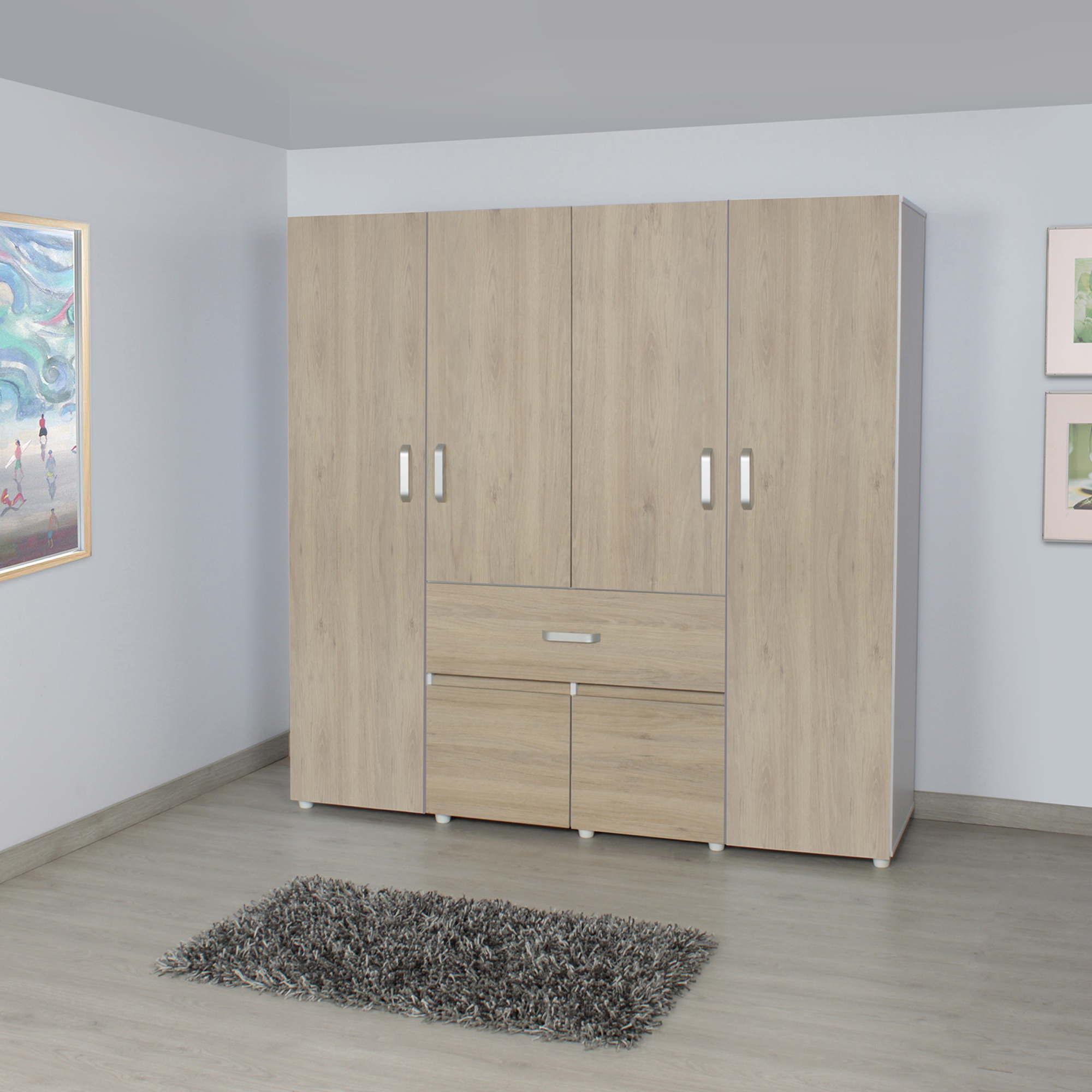 Ropero Armario Bonn 180 Maderkit Color Blanco/rovere 