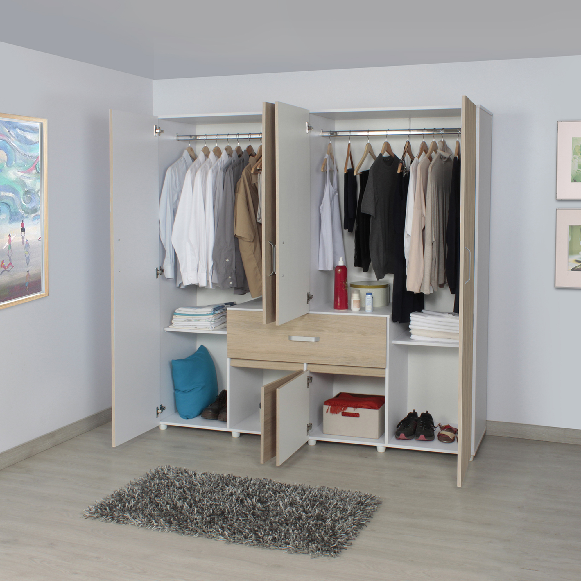 Ropero Armario Bonn 180 Maderkit Color Blanco/rovere 