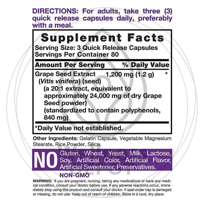 Extracto de Semilla de Uva, 24.000 mg. Fortalece el Sistema Inmune, CARLYLE