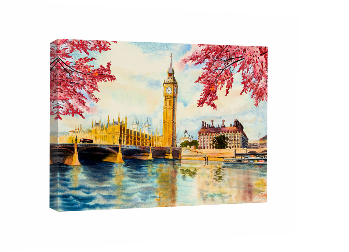 Cuadro Decorativo Canvas Londres Big Ben Paisaje Reloj 40x60