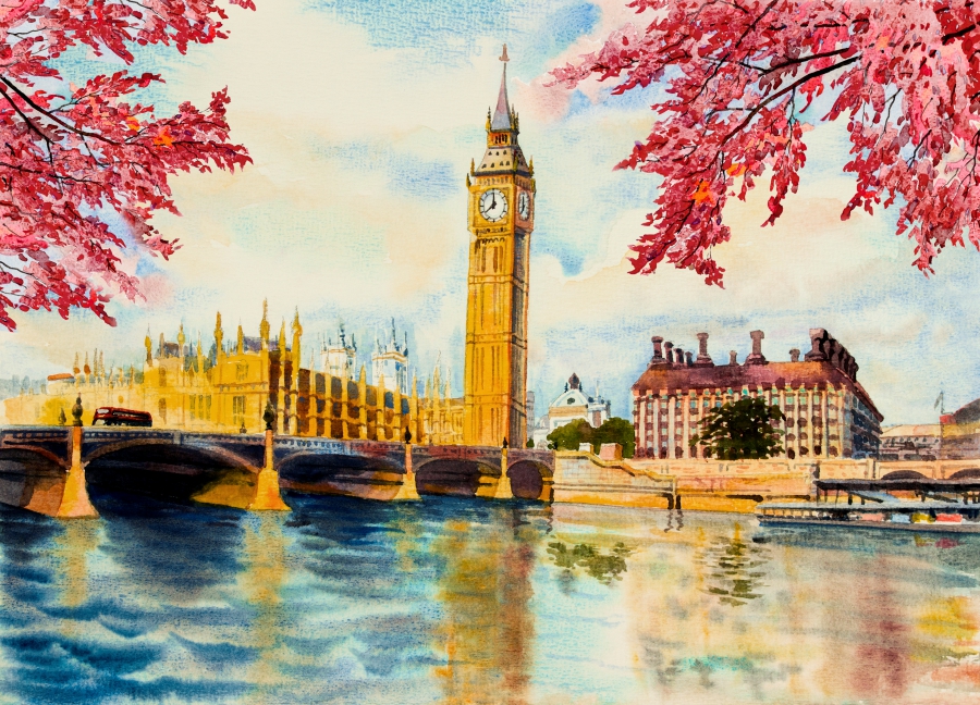 Cuadro Decorativo Canvas Londres Big Ben Paisaje Reloj 40x60