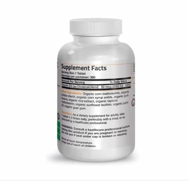 Vitamina D3, 2,000 IU BRONSON. Fortalece el Sistema Inmune y Equilibra el Animo