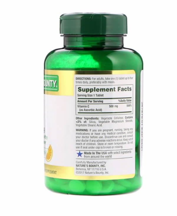Vitamina C, 500mg, 2 pack. Soporte Inmune, NATURE´S BOUNTY