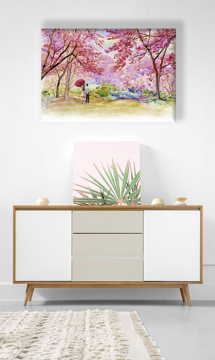 Cuadro Decorativo Pintura Naturaleza Árbol Cerezo 40x60 Cm