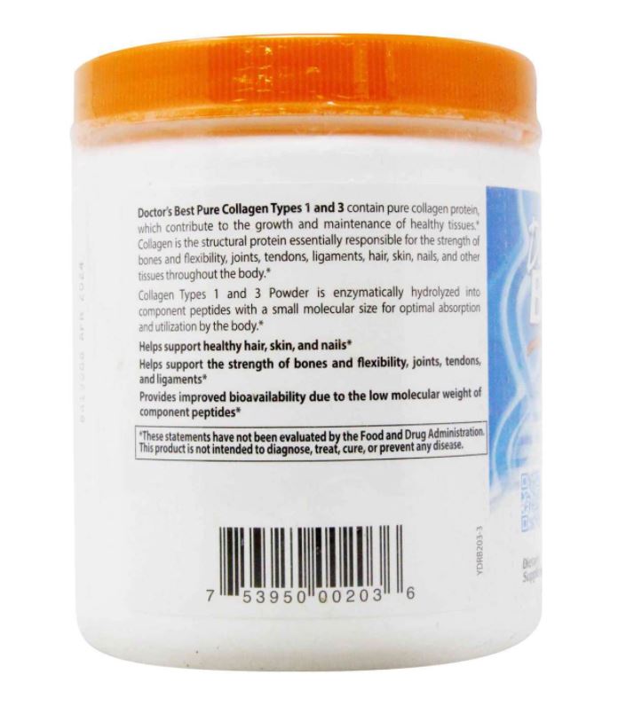 Colágeno,Doctor's Best, 200 g. Mejora la Salud de la Piel , Cabello y Uñas