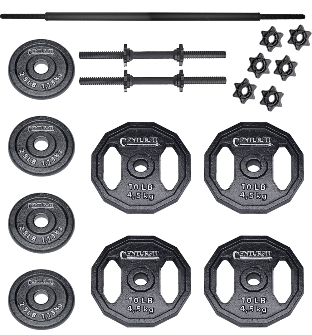 Set Pesas Discos Barra Mancuernas Gym Negro 50 lbs