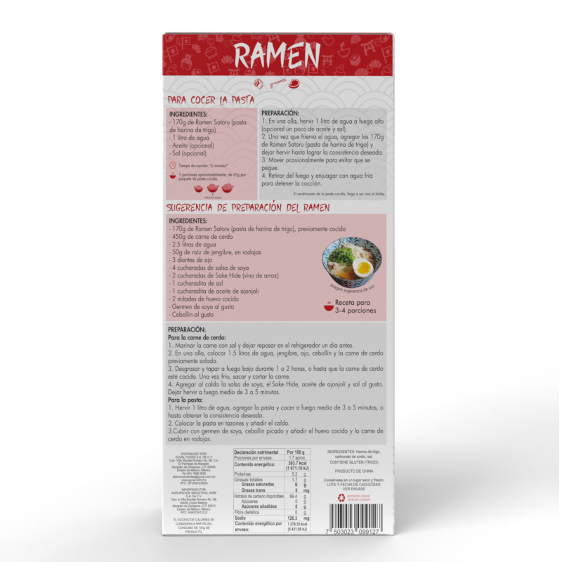Pasta para preparar Ramen 170 grs. SATORU