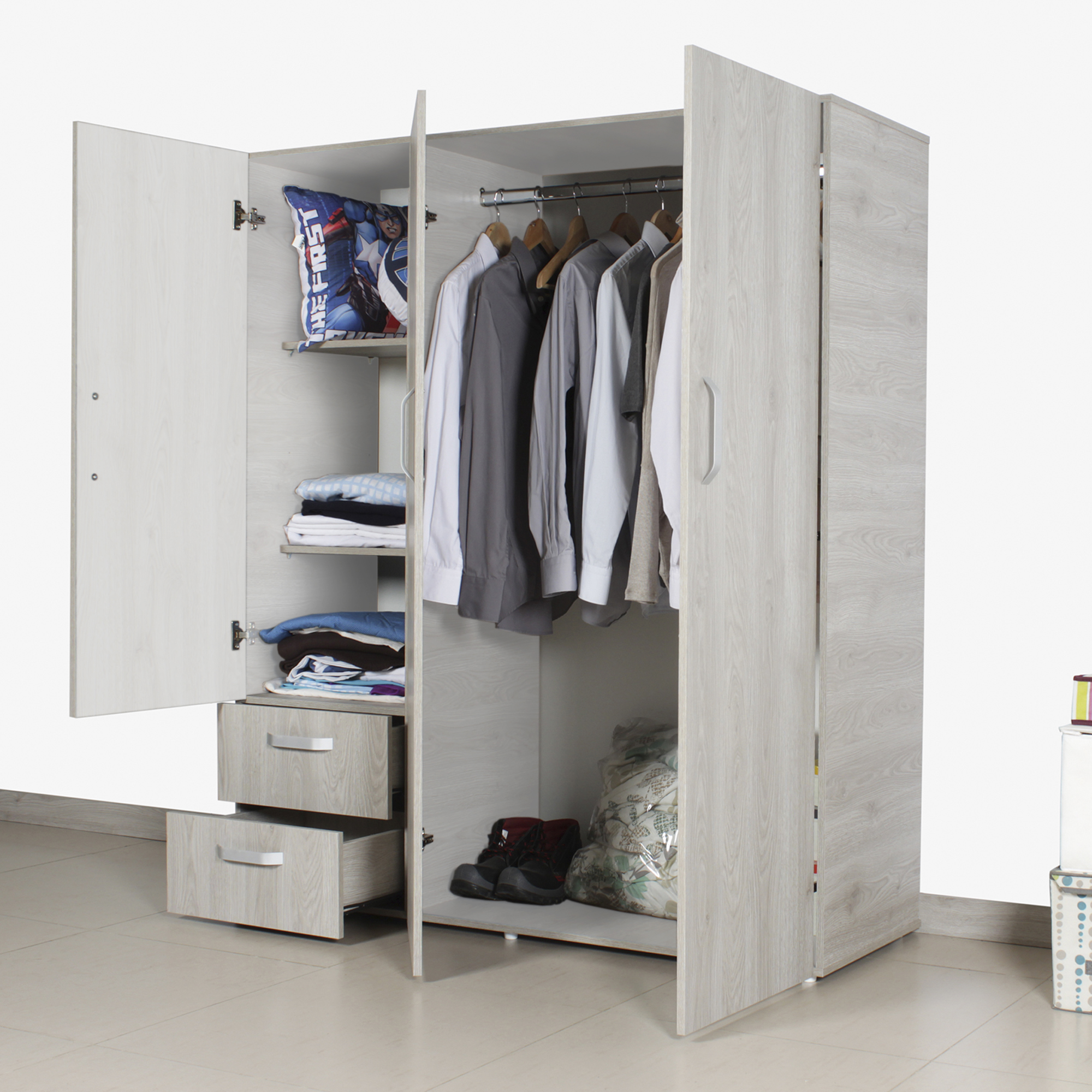 Ropero Armario Linz 140 Maderkit Color Ceniza 