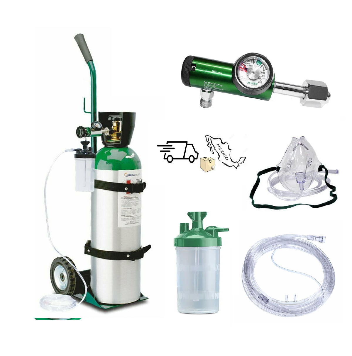 Tanque De Oxigeno 1700 Lt Portatil Kit Completo Vacio M60