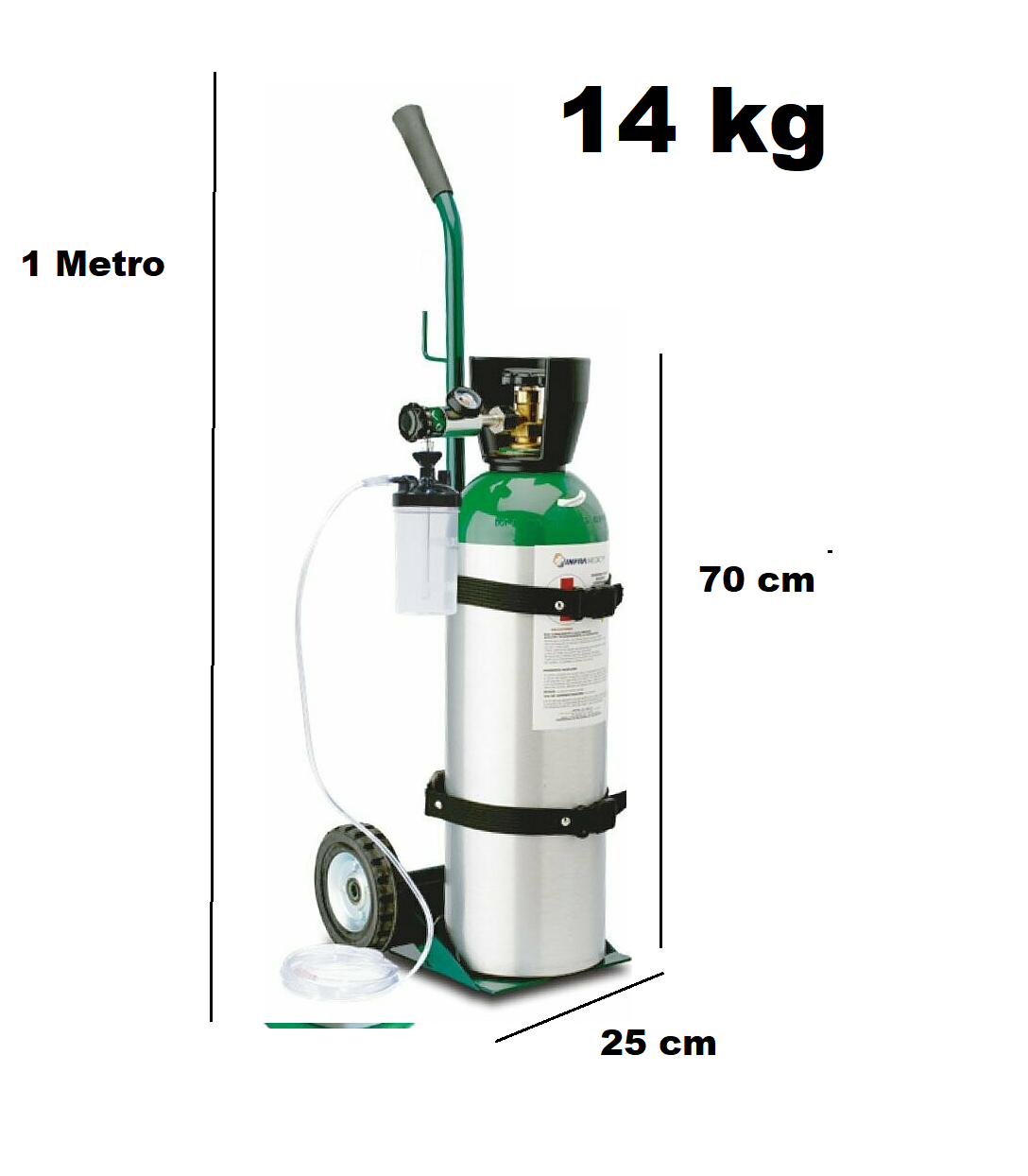 Tanque De Oxigeno 1700 Lt Portatil Kit Completo Vacio M60