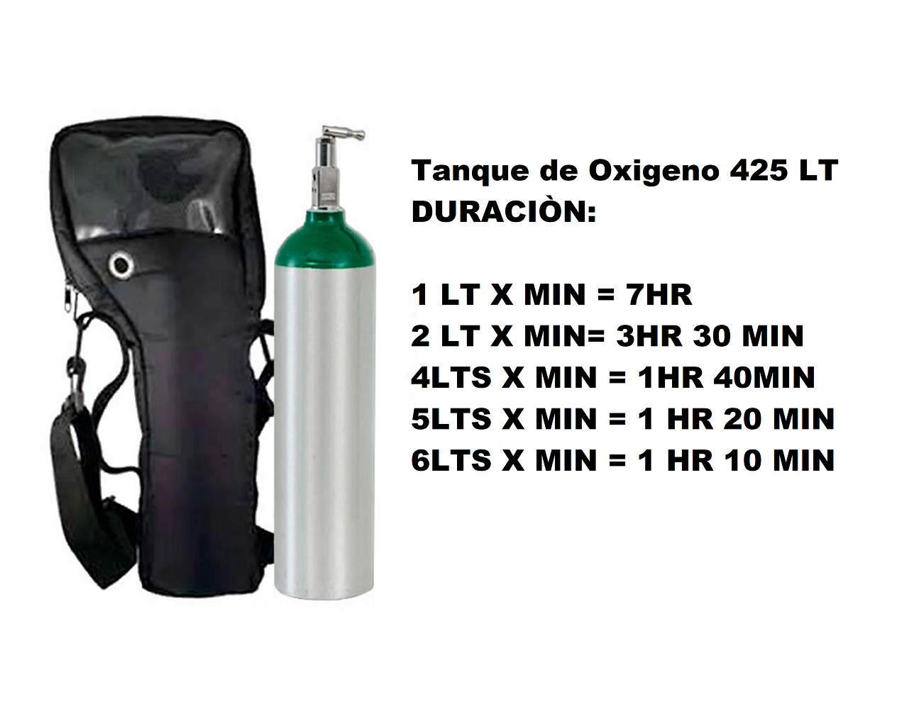 Tanque De Oxigeno 425 Litros Portatil Con Mochila Vacio
