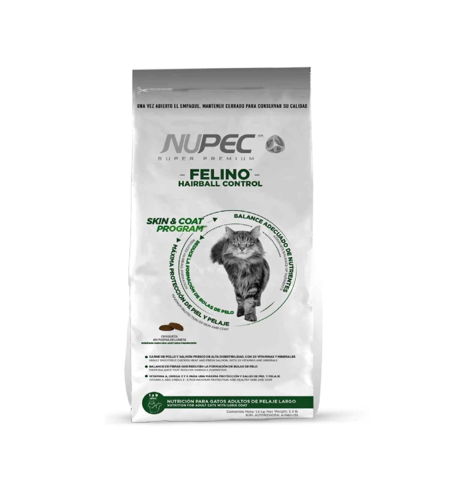 Alimento Croqueta Nupec Felino Hairball Control 1.5kg