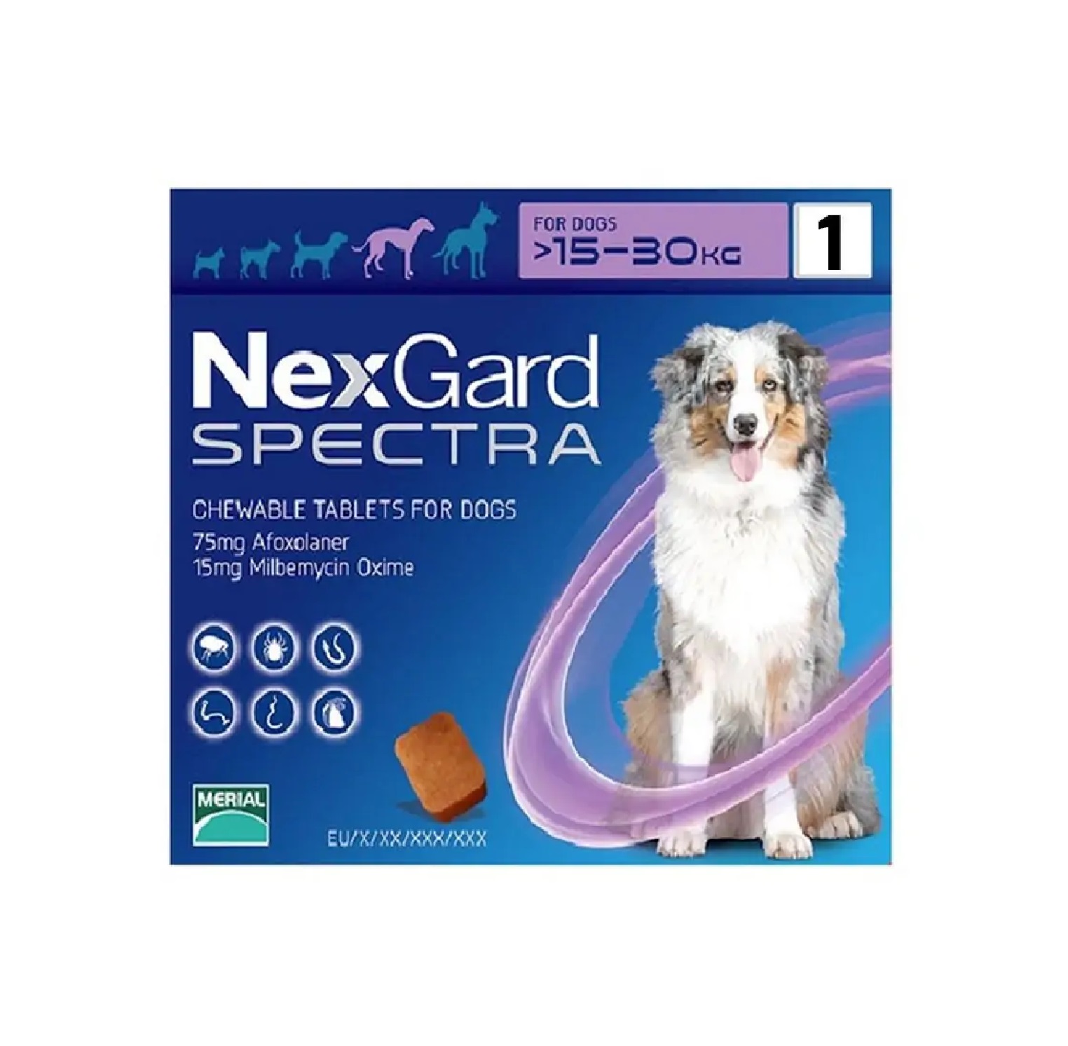 Nexgard Spectra (Morado) Masticable 15.1-30Kg (Perro Grande)