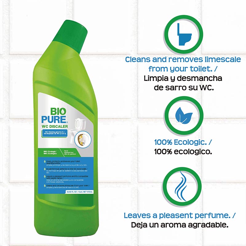 Biopure - Kit Gel limpiador de WC 2 en 1-100% ecológico (1.95 litros).