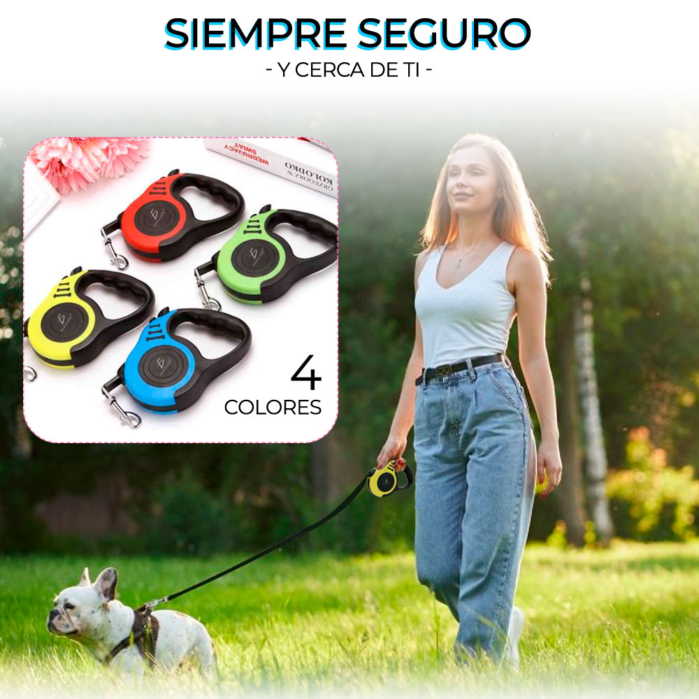 Correa Retráctil Para Perros Y Mascotas Mediana 3 Metros