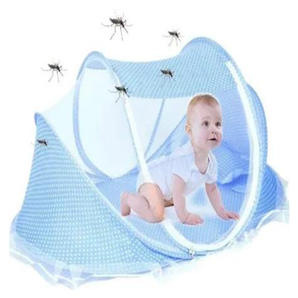 Moisés azul Plegable Portátil Mosquitero para Bebe de viaje con Colchon 