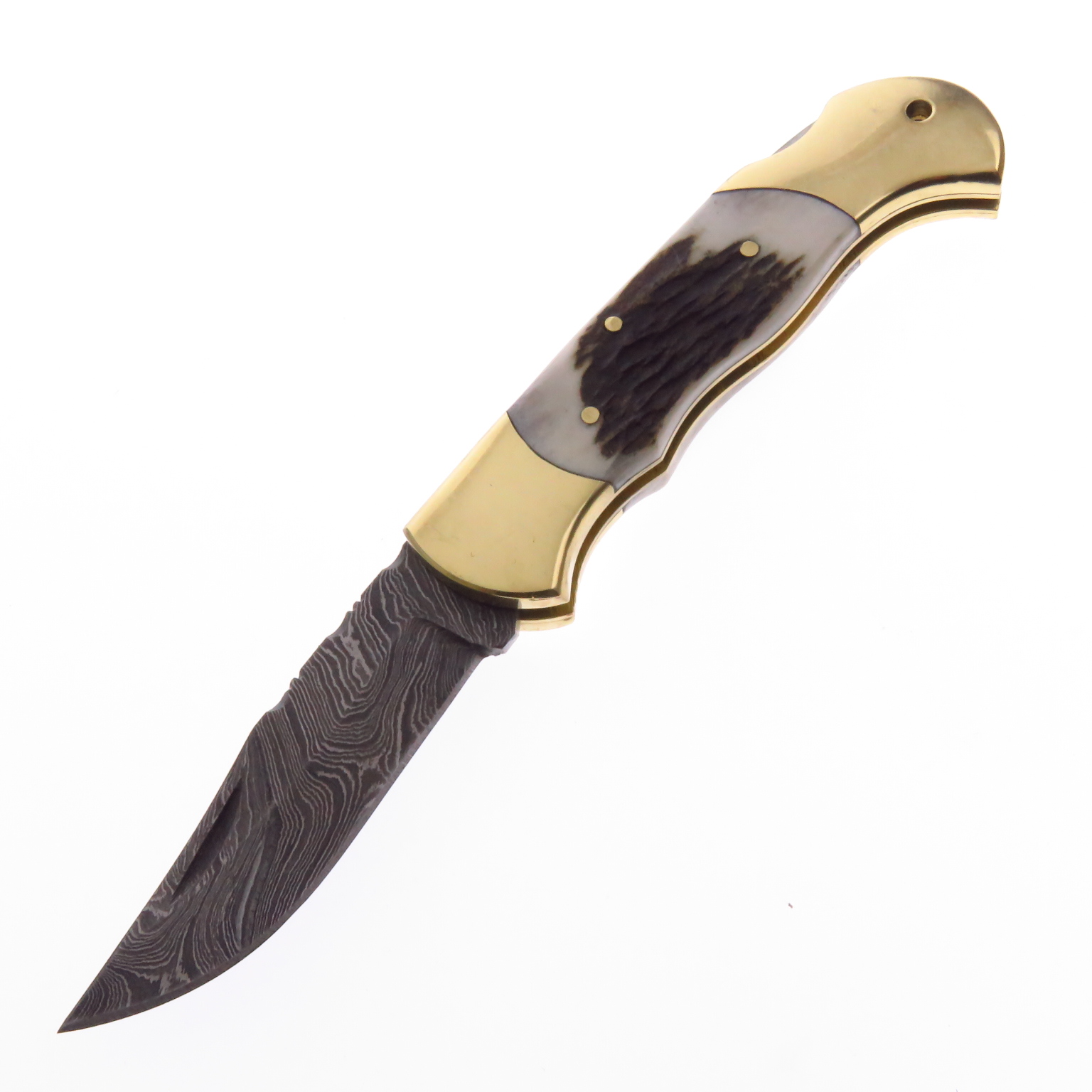 Dm1162Sg Dm Navaja De Caceria Acero Damasco Asta De Venado.