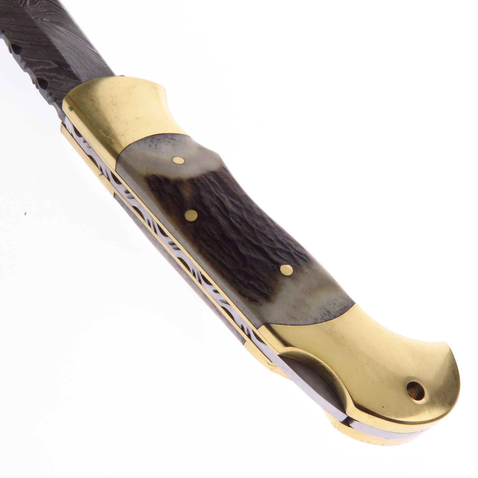 Dm1162Sg Dm Navaja De Caceria Acero Damasco Asta De Venado.