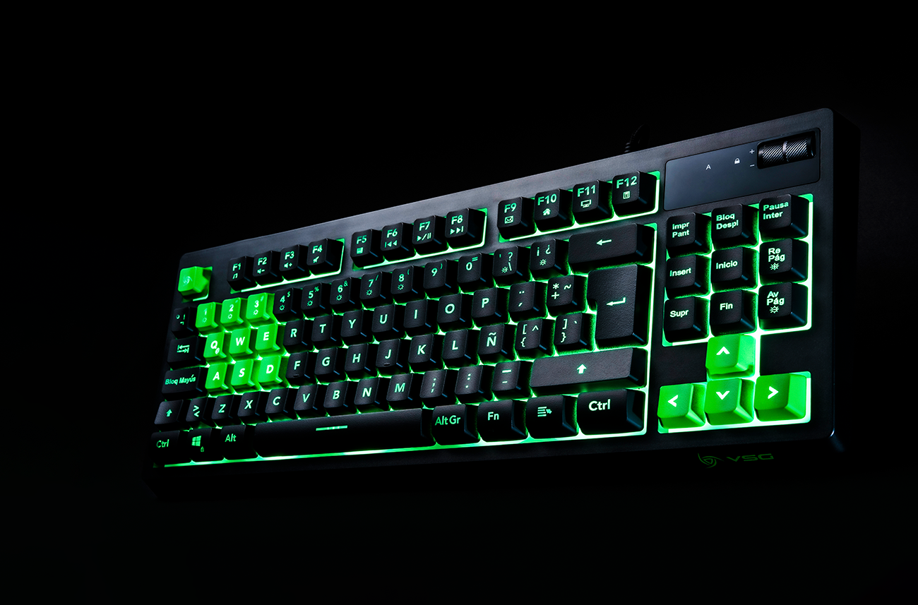 Teclado de membrana USB Gamer VSG Pulsar Color Negro con luz RGB