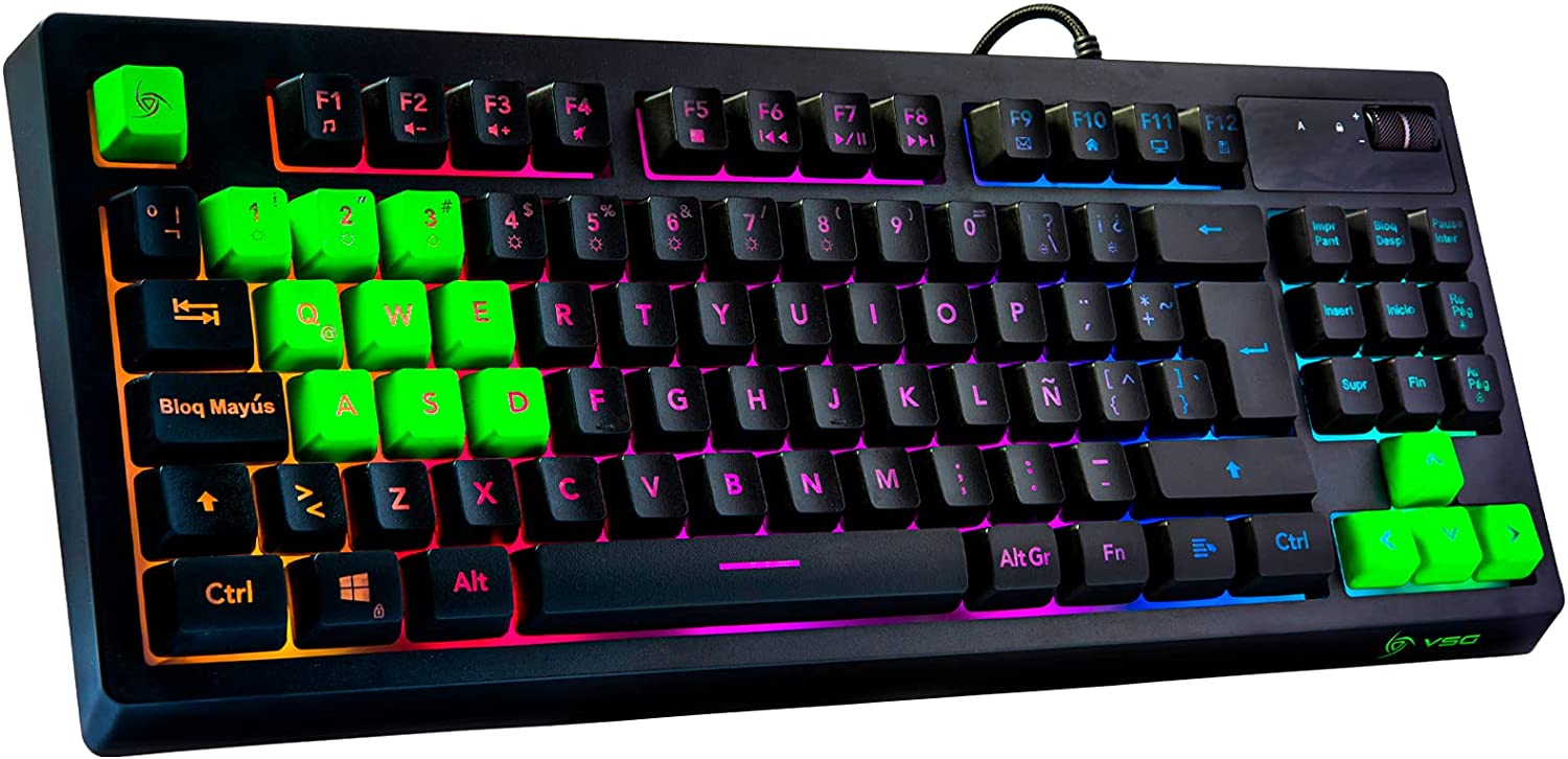 Teclado de membrana USB Gamer VSG Pulsar Color Negro con luz RGB