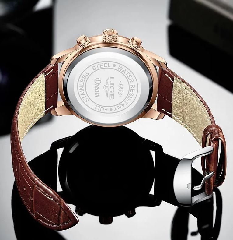 Reloj Pulsera Lige Analógico Impermeable De Cuarzo Para hombre Cafe