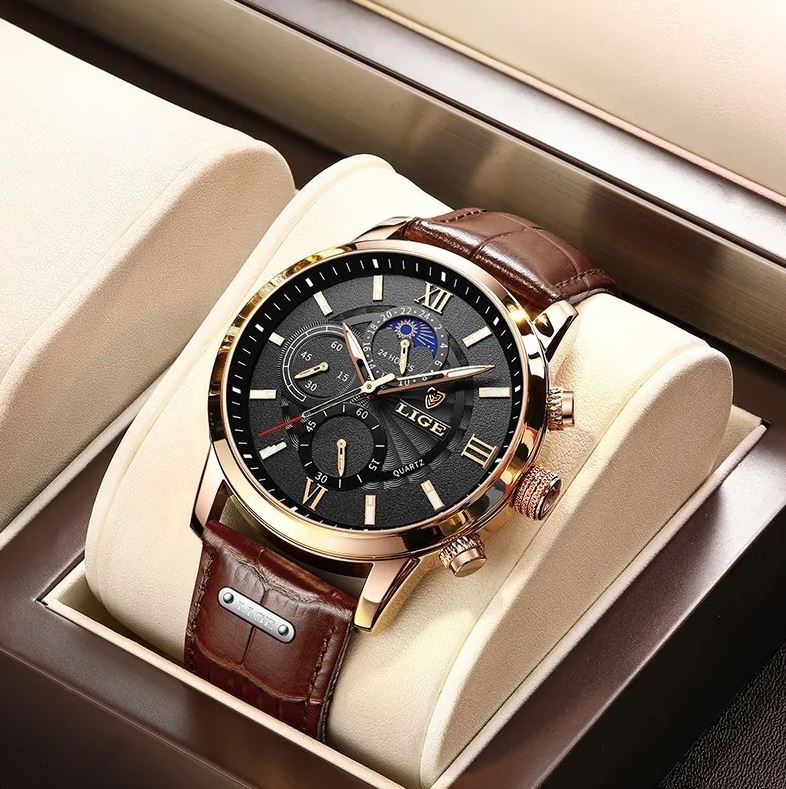 Reloj Pulsera Lige Analógico Impermeable De Cuarzo Para hombre Cafe