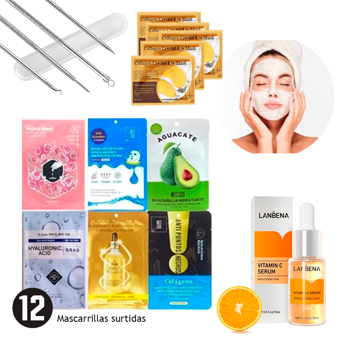 Removedores De Puntos Negros Mascarillas Faciales Colágeno Kit Cuidado Facial