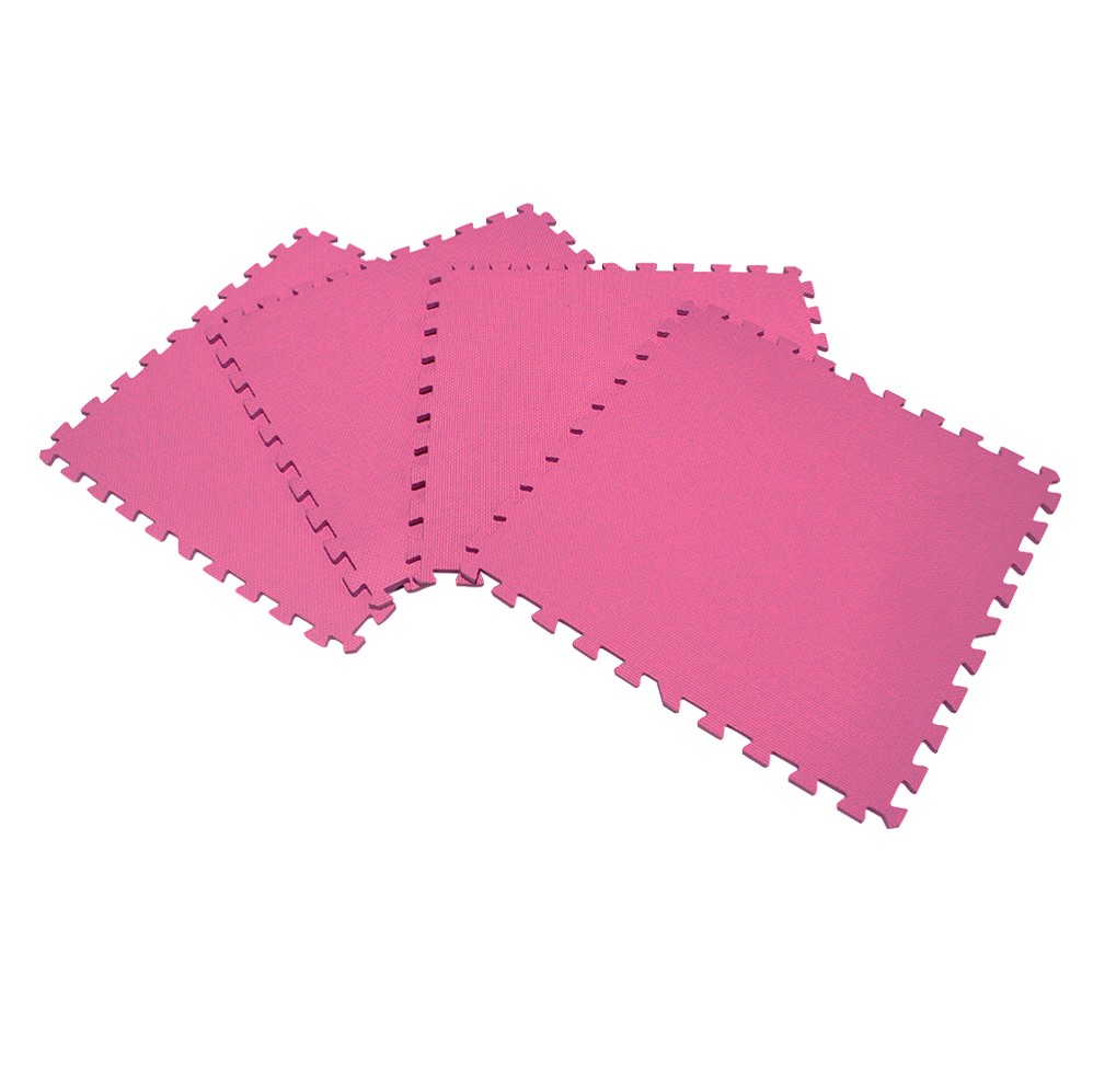 Piso Tatami Suela De Eva Foam Tipo Puzzle Set 4 Piezas Color Rosa