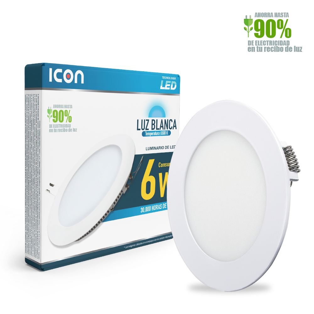 Panel Led Icon Downlight De Alta Potencia 6w Luz Fría