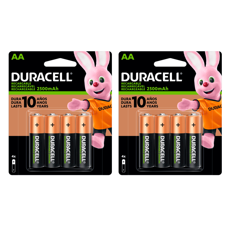 Bateria Duracell Recargable AA 4 Pila 2500 Mah 2 paquetes