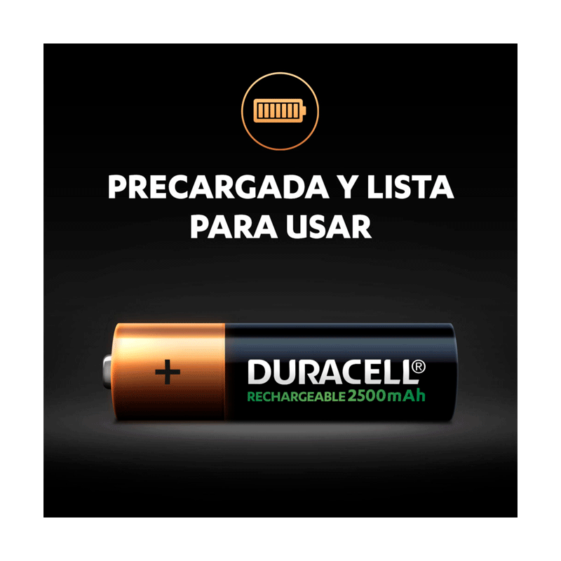 Cargador Duracell Baterias 4 Aa 2500mah Recargable + 8 Pilas AA