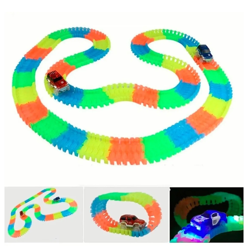 Pista Mágica Urbana Iluminada Fluorescente 110 Piezas Divertida