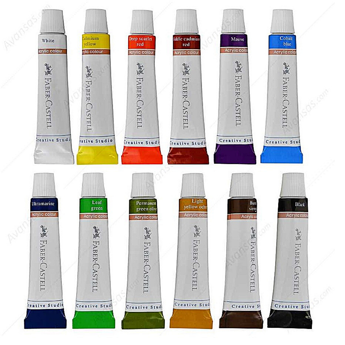 Estuche Con 12 Pinturas Acrilicas Faber Castell Tubo De 12 ml Colores Profesionales