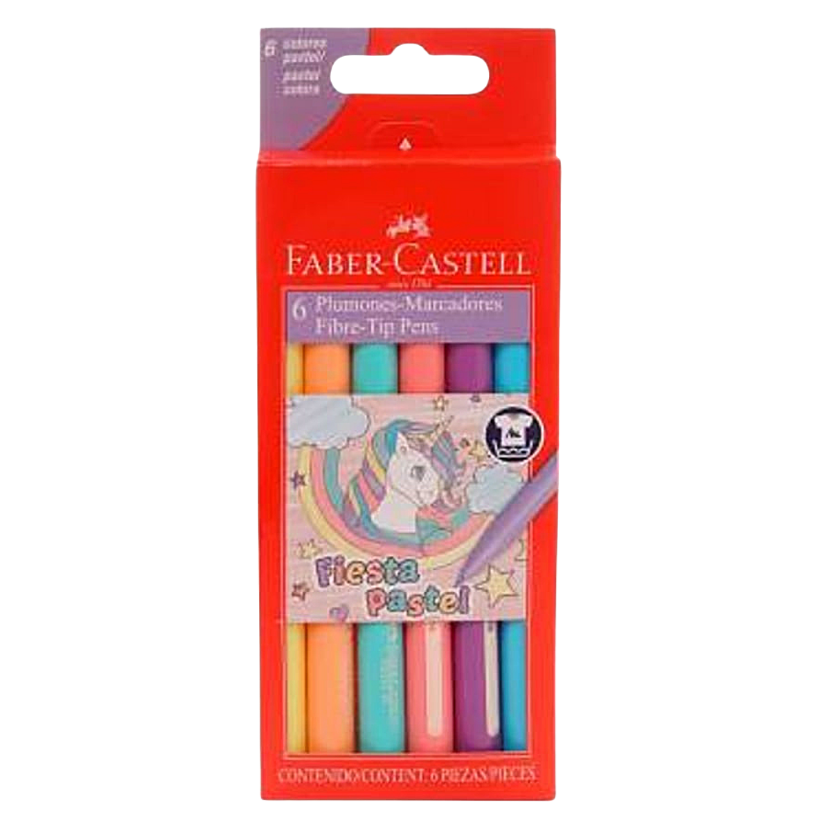 Set Con 6 Plumones Faber Castell Fiesta Color Pastel