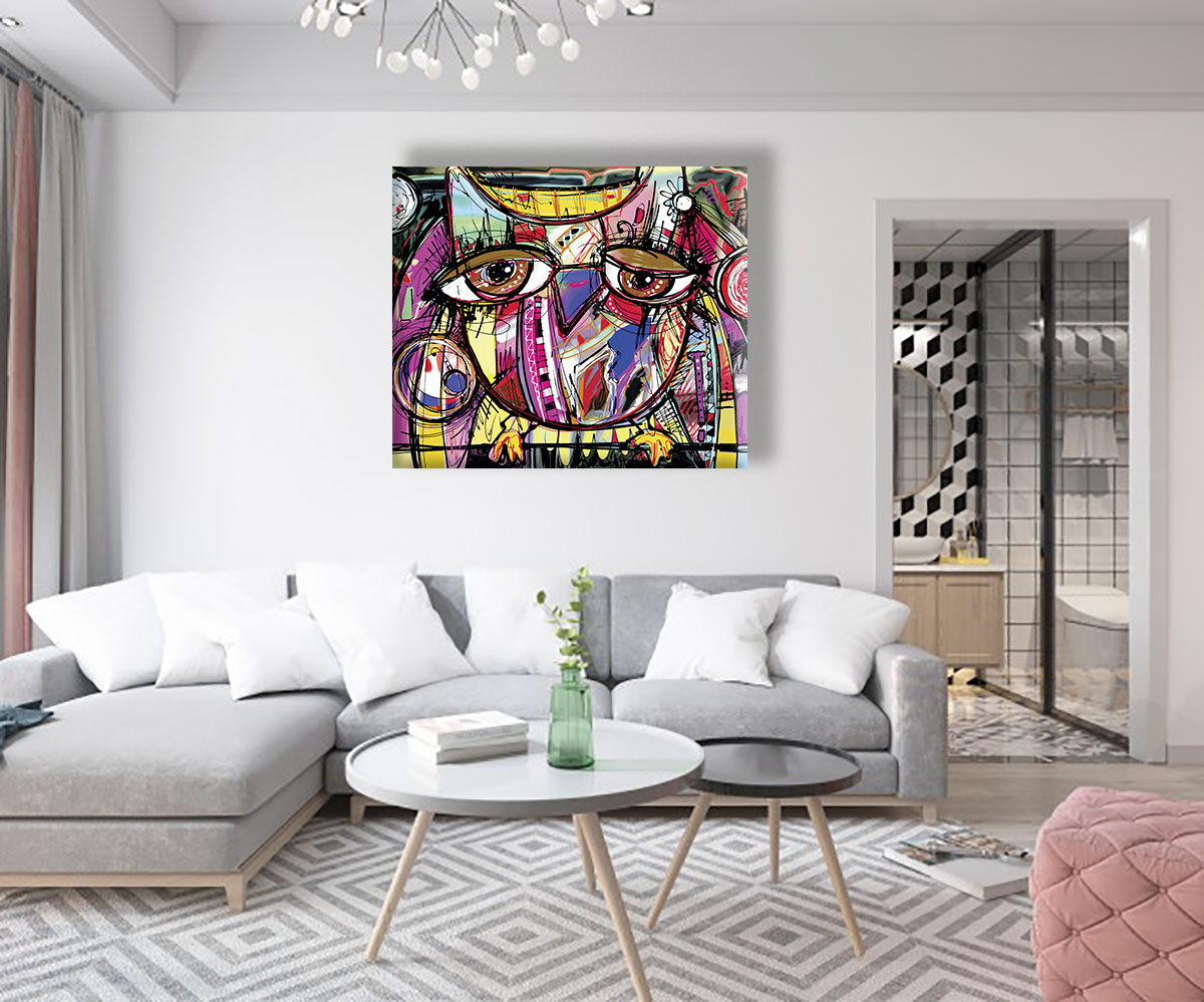 Cuadro Decorativo Ilustración De Abstracto Búho 50x50 Cm