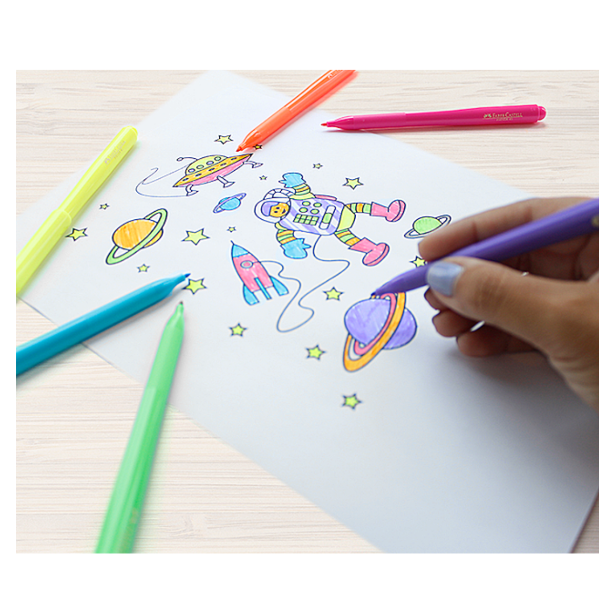 Set Con 6 Plumones Faber Castell Fiesta Color Neon	