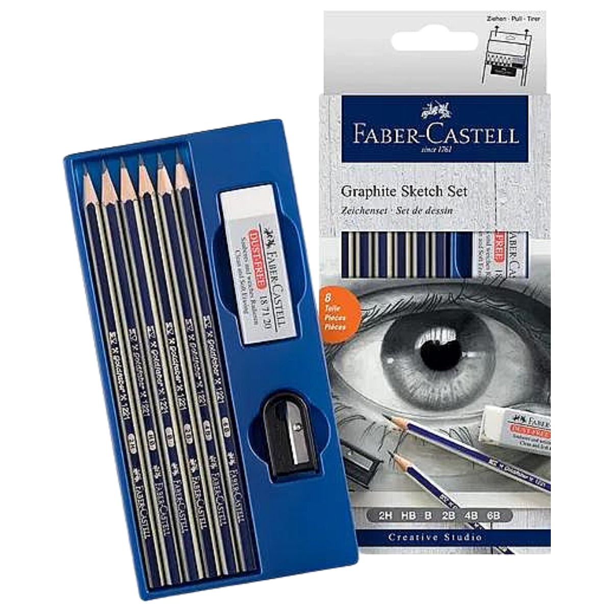 Estuche Con 8 Lápices De Grafito Faber Castell Sketch Para Dibujo  