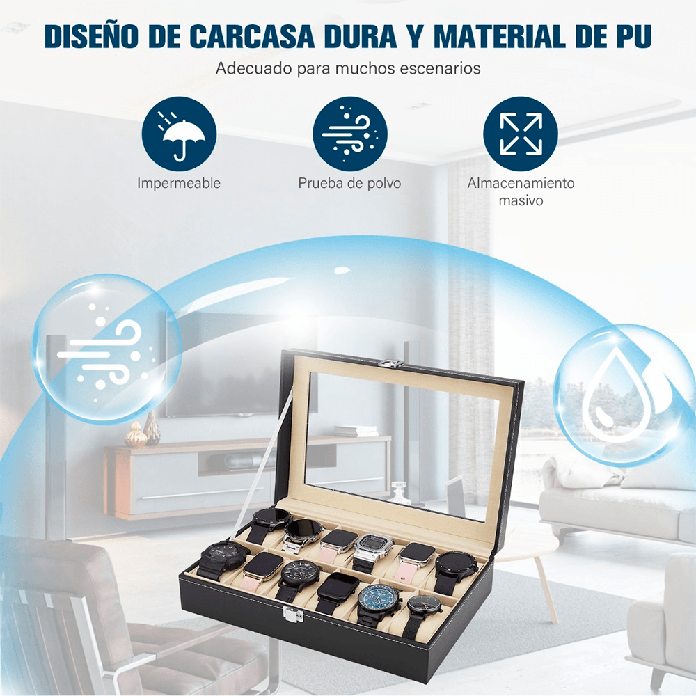Estuche Organizador De Relojes Y Joyas 12 Espacios