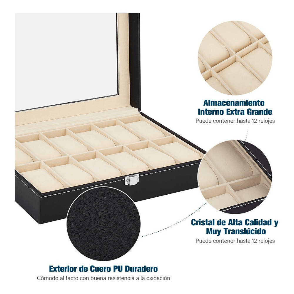 Estuche Organizador De Relojes Y Joyas 12 Espacios