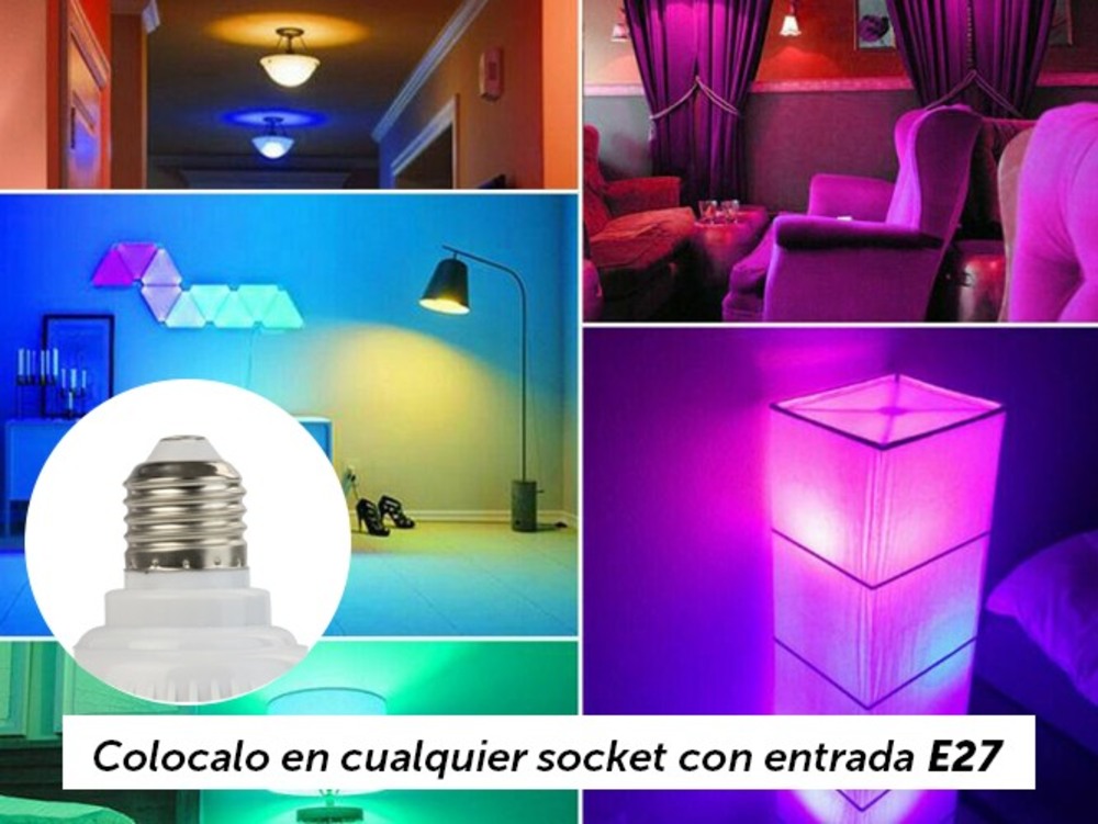 Foco Lampara Led Bluetooth Con Bocina Rgb De Colores Control E27 840 Lm 12 W