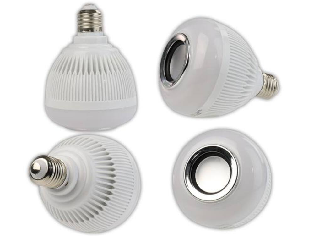 Foco Lampara Led Bluetooth Con Bocina Rgb De Colores Control E27 840 Lm 12 W