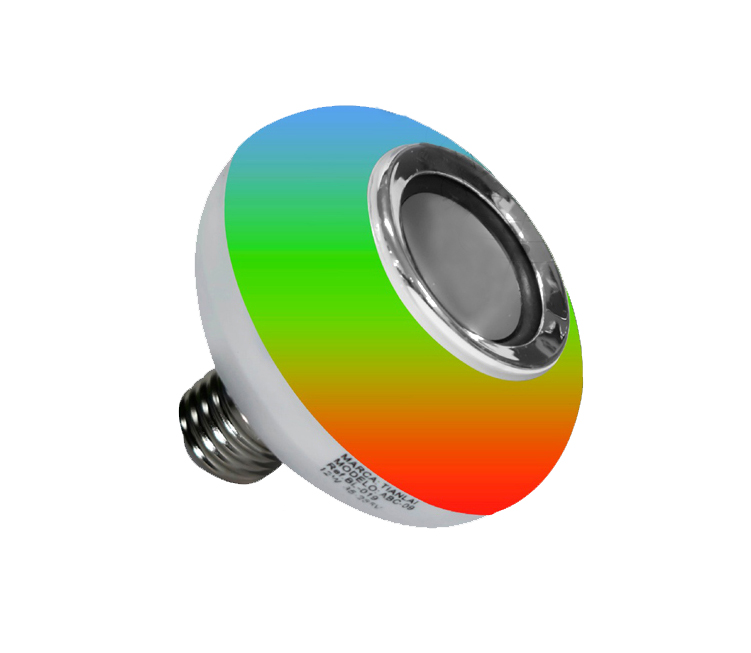 Foco Led Bocina Bluetooth Control 12w Luz De Colores Rgb 840 LM E27 