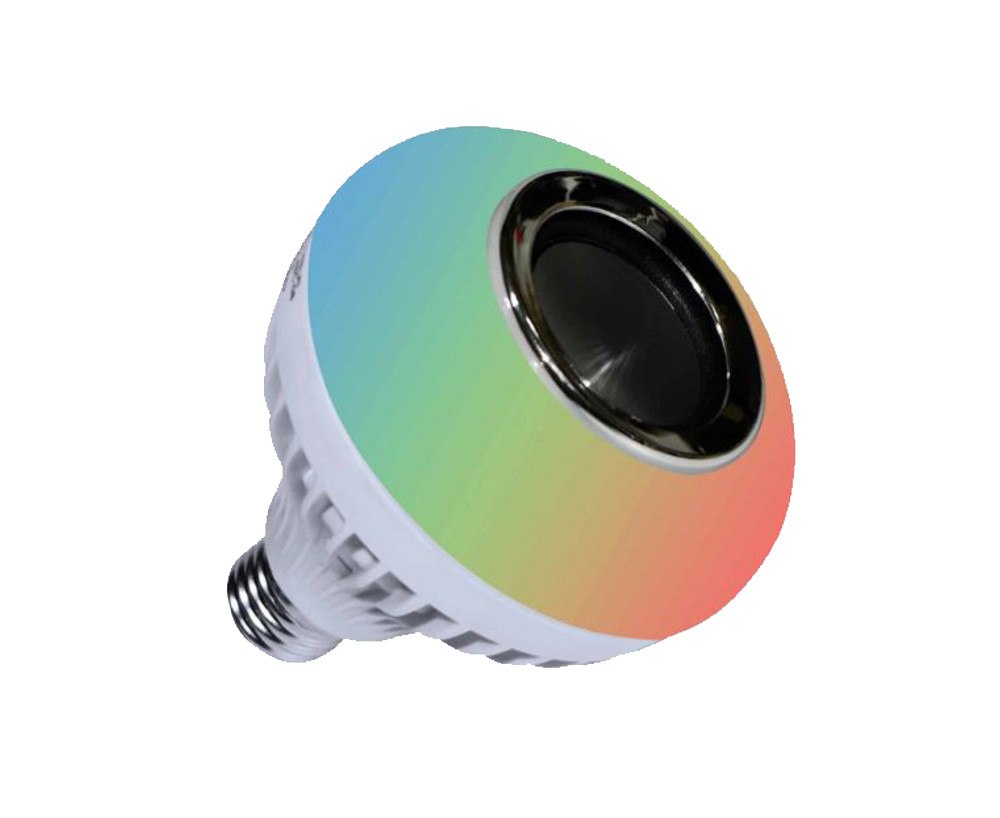 Foco Led Con Bocina Bluetooth Control 12w Luz De Colores Rgb 840 LM E27