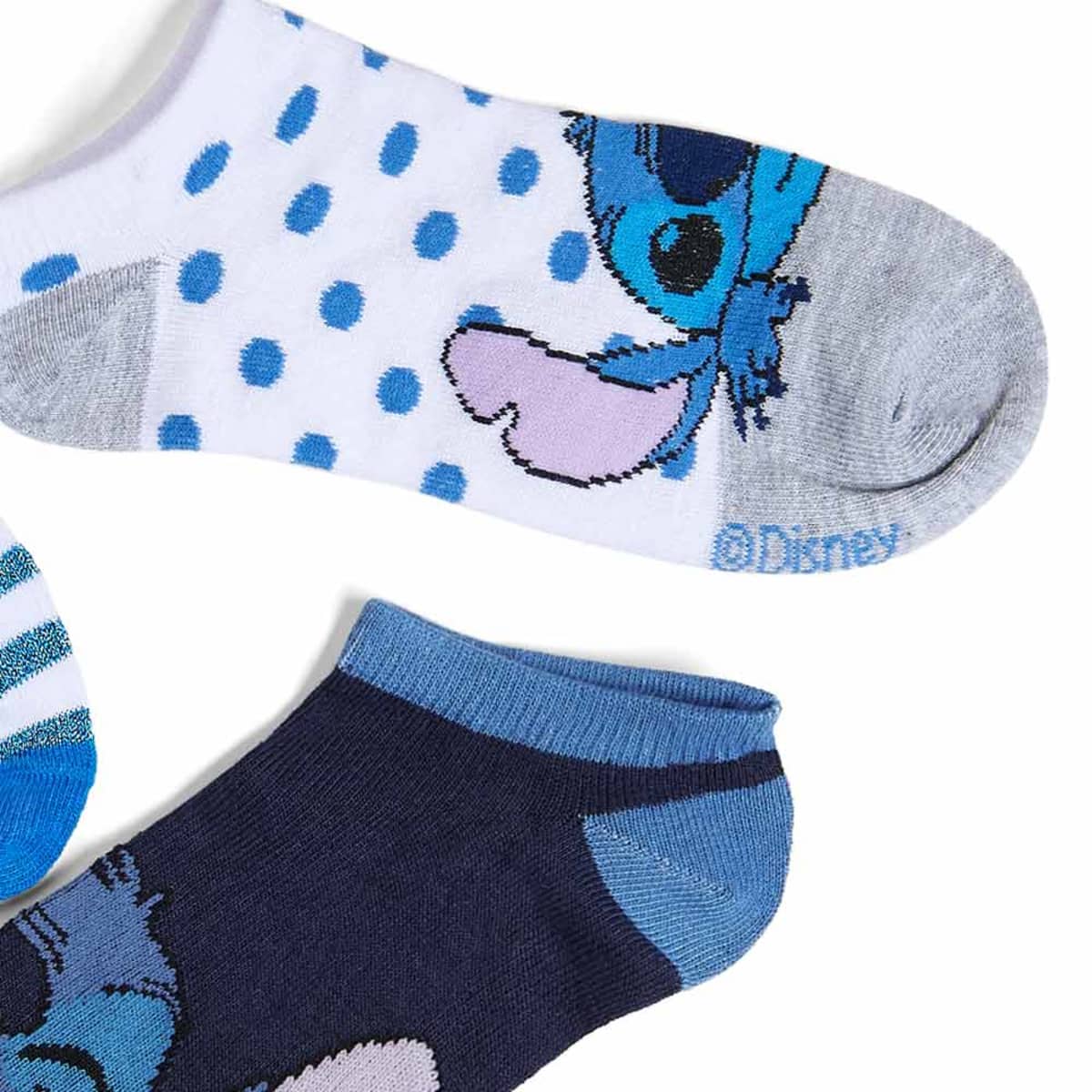 Set de 3 pares diferentes de calcetas para niña con Stitch, de Disney, azul con blanco, mod. 1016065