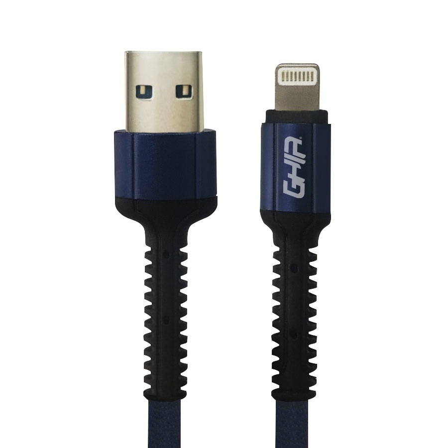 CABLE USB TIPO LIGHTNING NYLON AZUL 1 METRO PC SIN ENREDOS GAC-199A CARGADOR TRANSFERENCIA