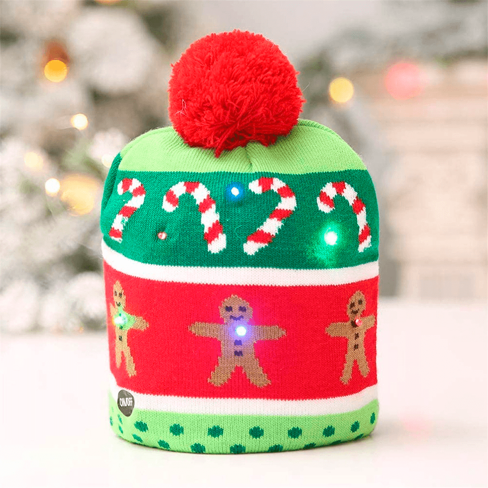 Gorro Navideño iluminado con luces LED Galleta de Jengibre