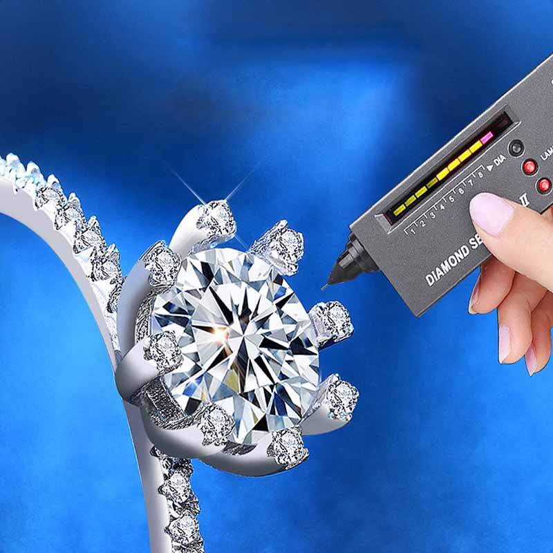 Anillo Compromiso Plata Ley 925 Moissanita 1.0ct Solitario VAROURO 